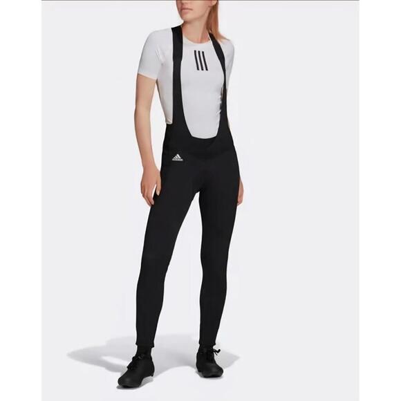ADIDAS Women's Padded COLD READY Cycling Bib Tights NWT Black / White SIZE SMALL